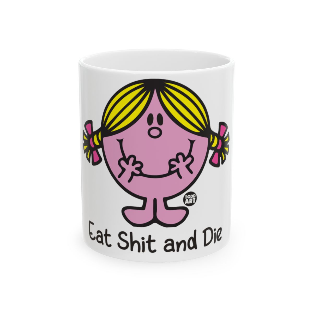 Funny Pink Character with Rude Message Mug