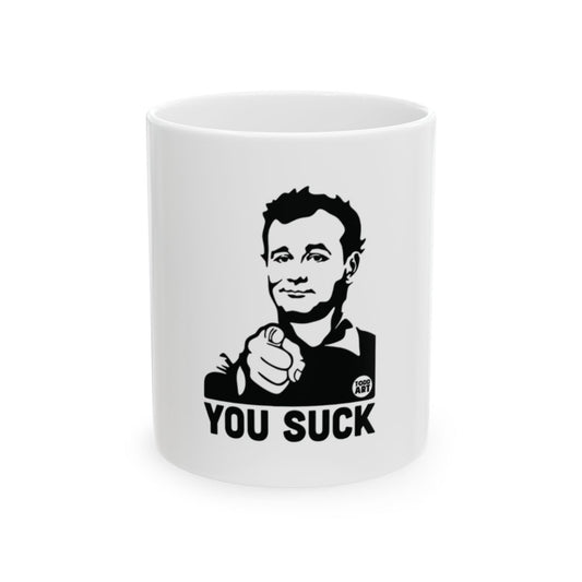 You Suck Meme Image Featuring Pointing Man Mug