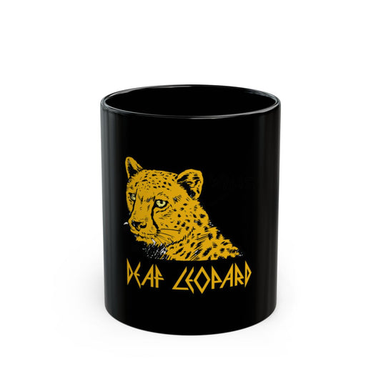 Black Mug with Leopard Design in Retro Style