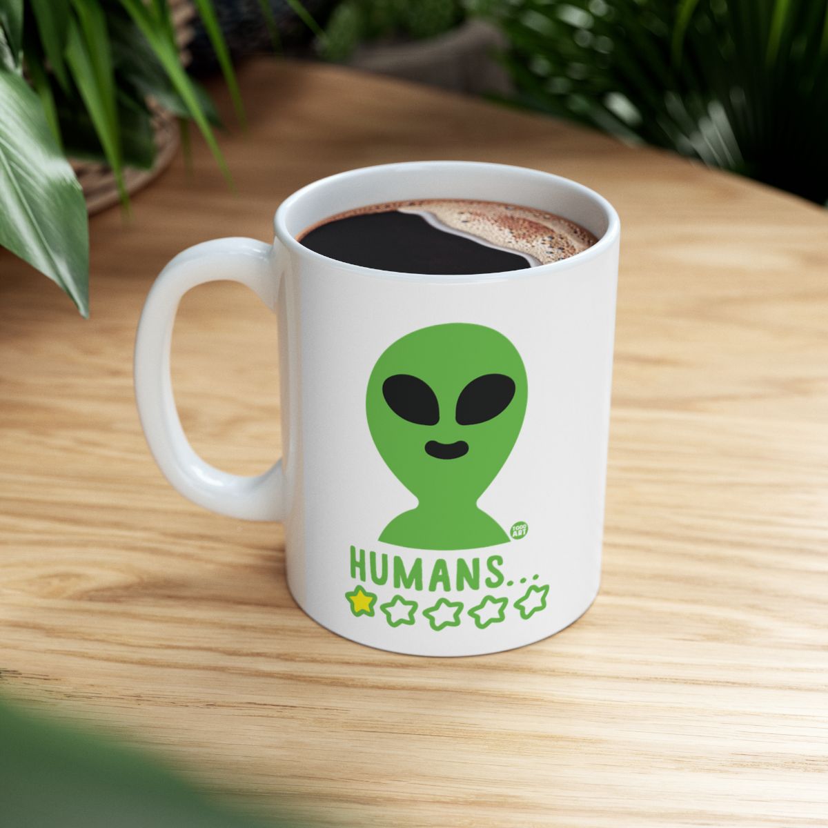 Alien Green Face Design Humans Rating Mug