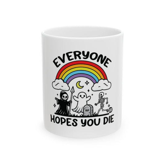Rainbow Grim Reaper and Skeleton Themed Mug