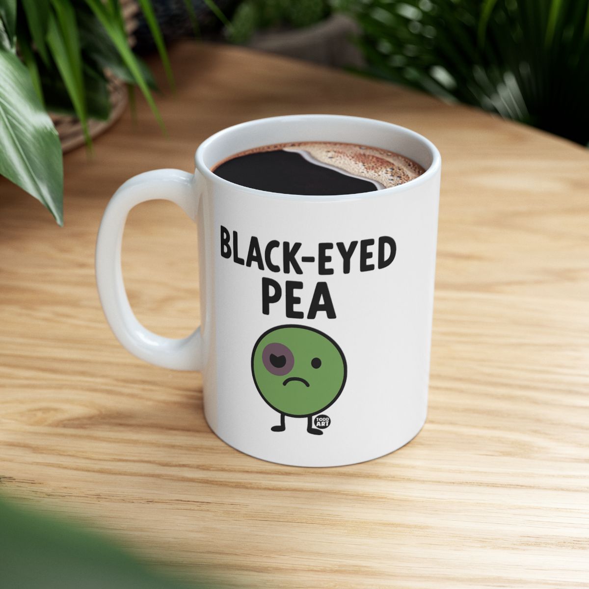 Black-Eyed Pea Cartoon Graphic Design Mug