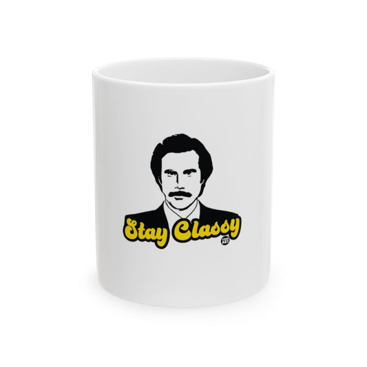 Stay Classy Ron Burgundy Mug with Fun Graphic Design