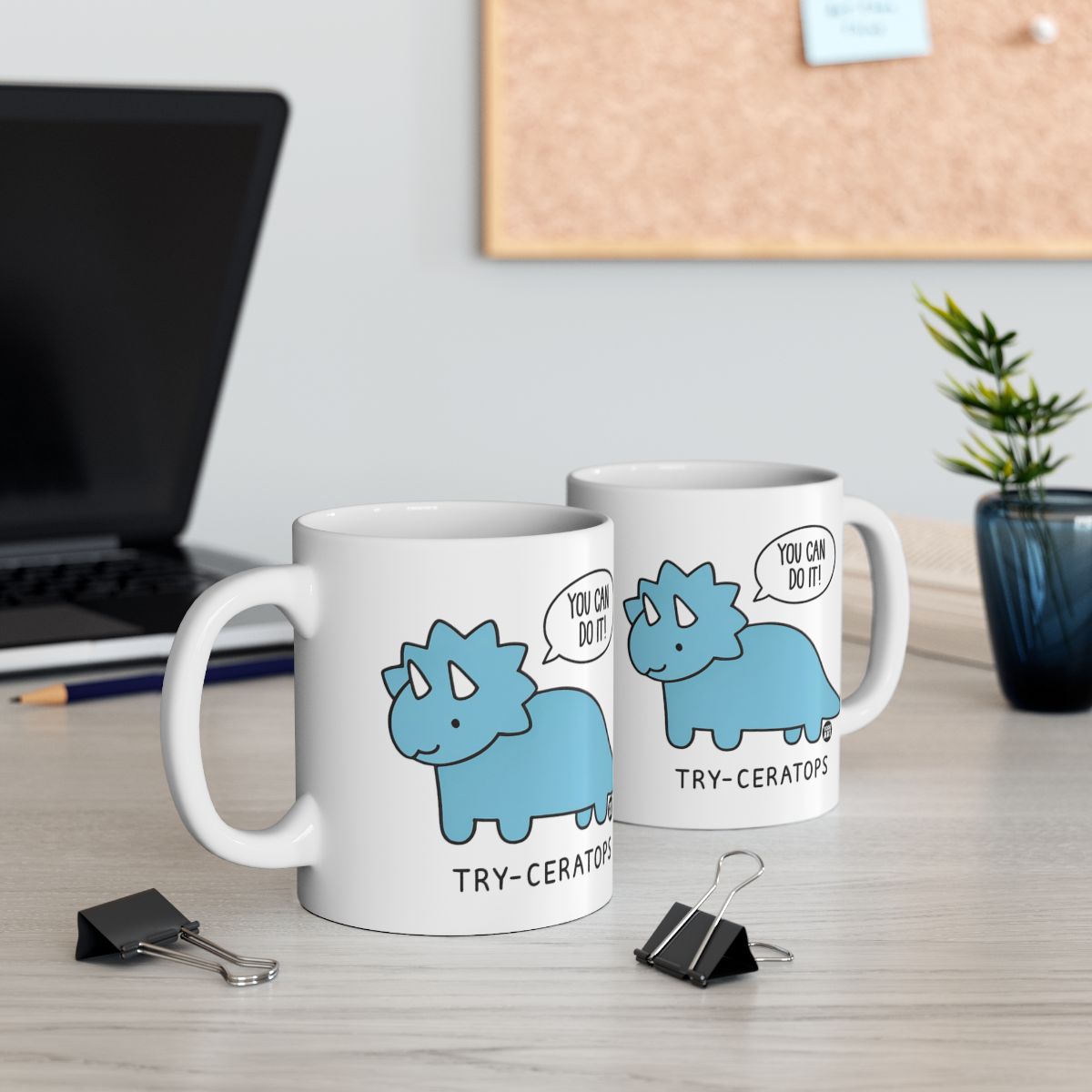 Motivational Try-ceratops Mug You Can Do It Design