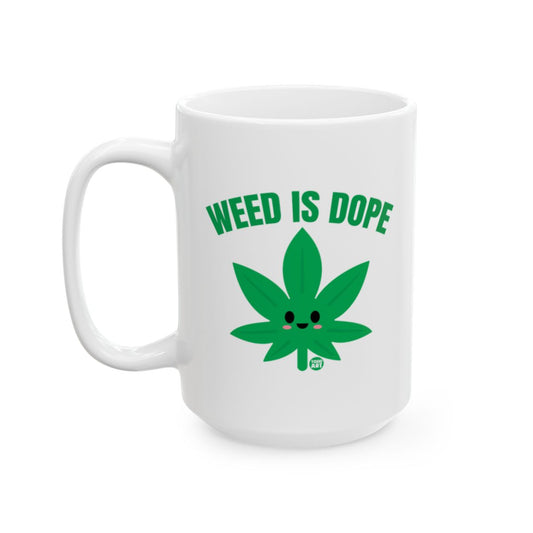 Weed Is Dope Green Leaf Smiling Mug Product