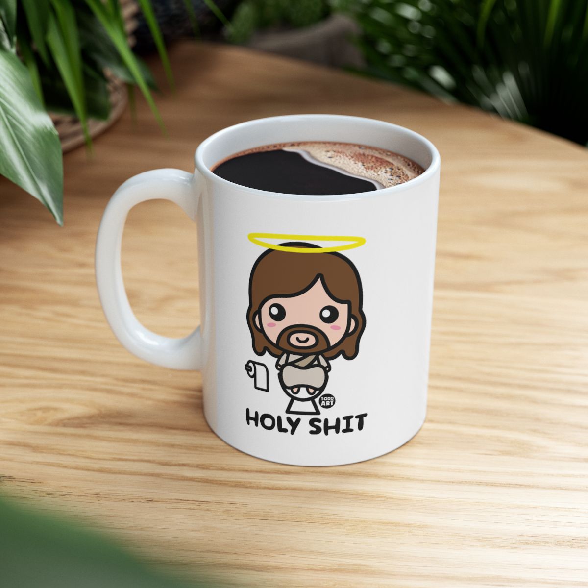 Funny Jesus with Halo Holy Shit Coffee Mug
