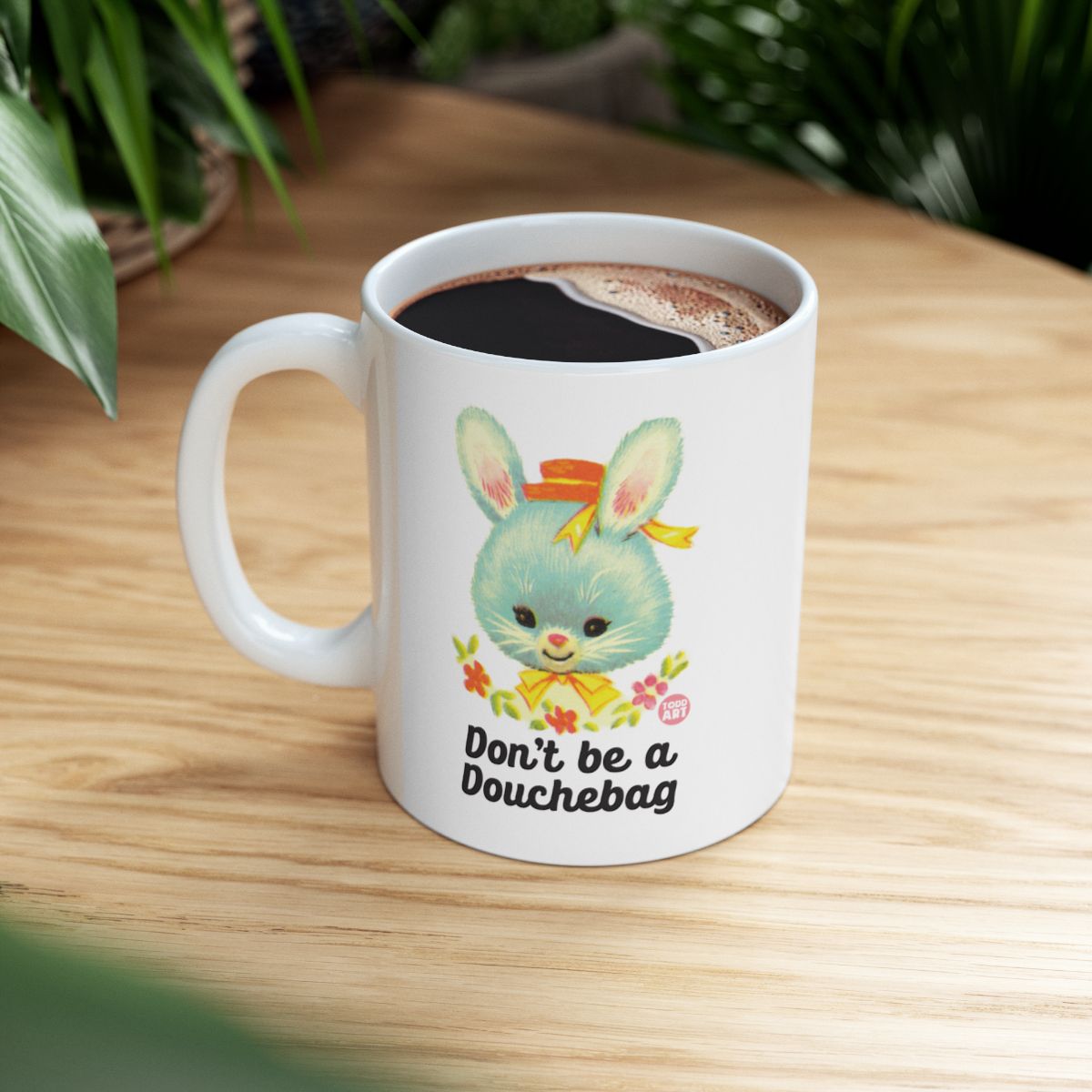 Retro Bunny Design Don't Be a Douchebag Mug