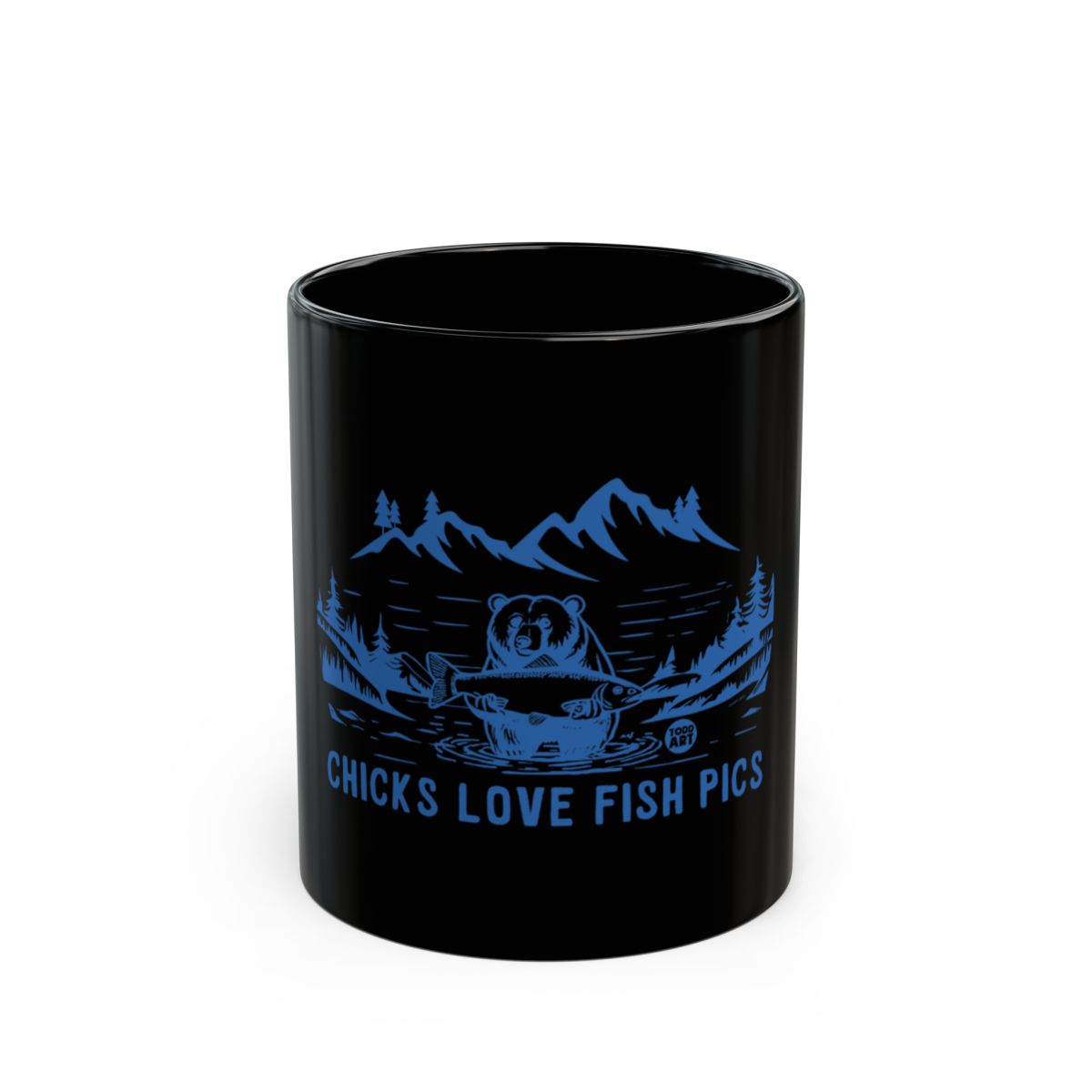 Chicks Love Fish Pics Black Coffee Mug Product