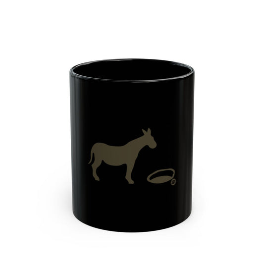 Funny Donkey with a Halo Print Black Coffee Mug
