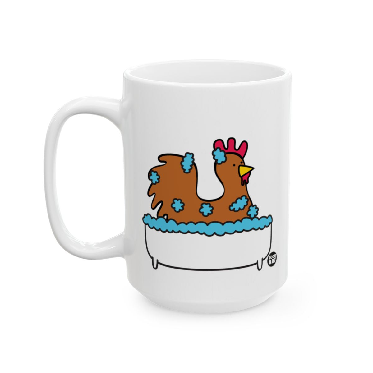 Chicken Taking a Bubble Bath Illustration Coffee Mug
