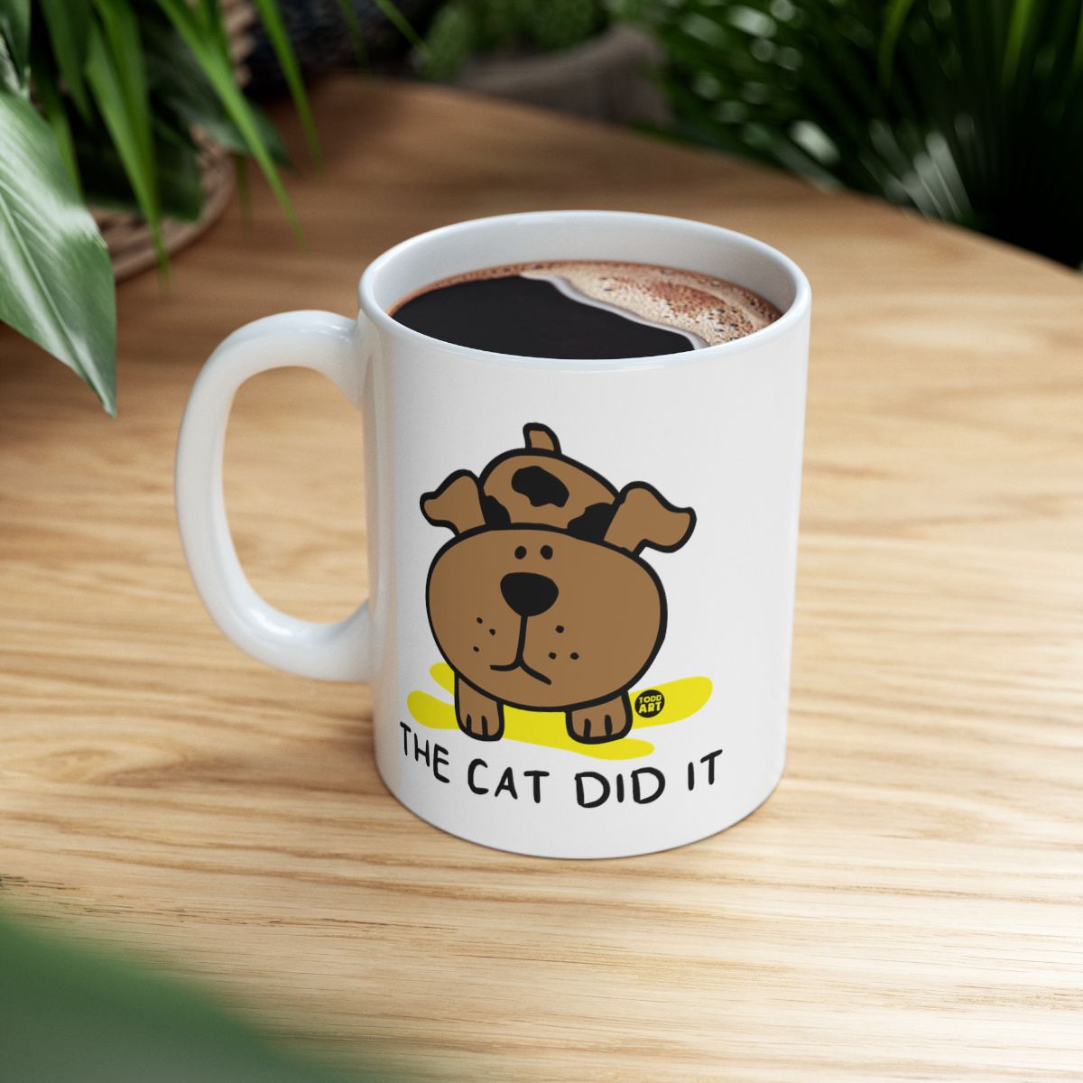 The Cat Did It Funny Dog Design Coffee Mug