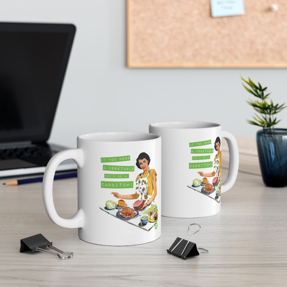 Retro Style Funny Vegetable Cabbitch Coffee Mug