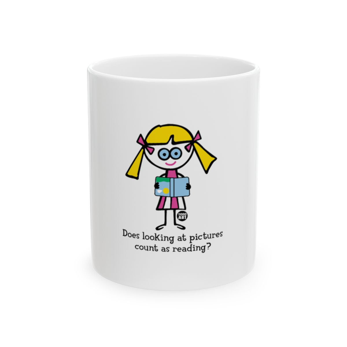 Funny Cartoon Mug With Reading Question