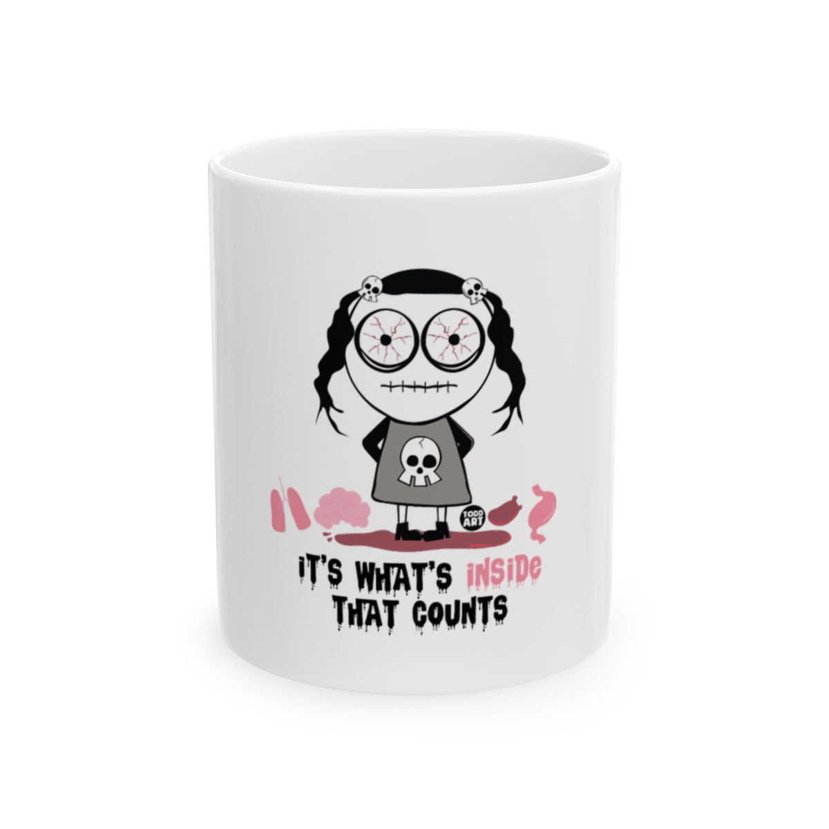 Skull Themed Mug with Fun Skeleton Cartoon Design