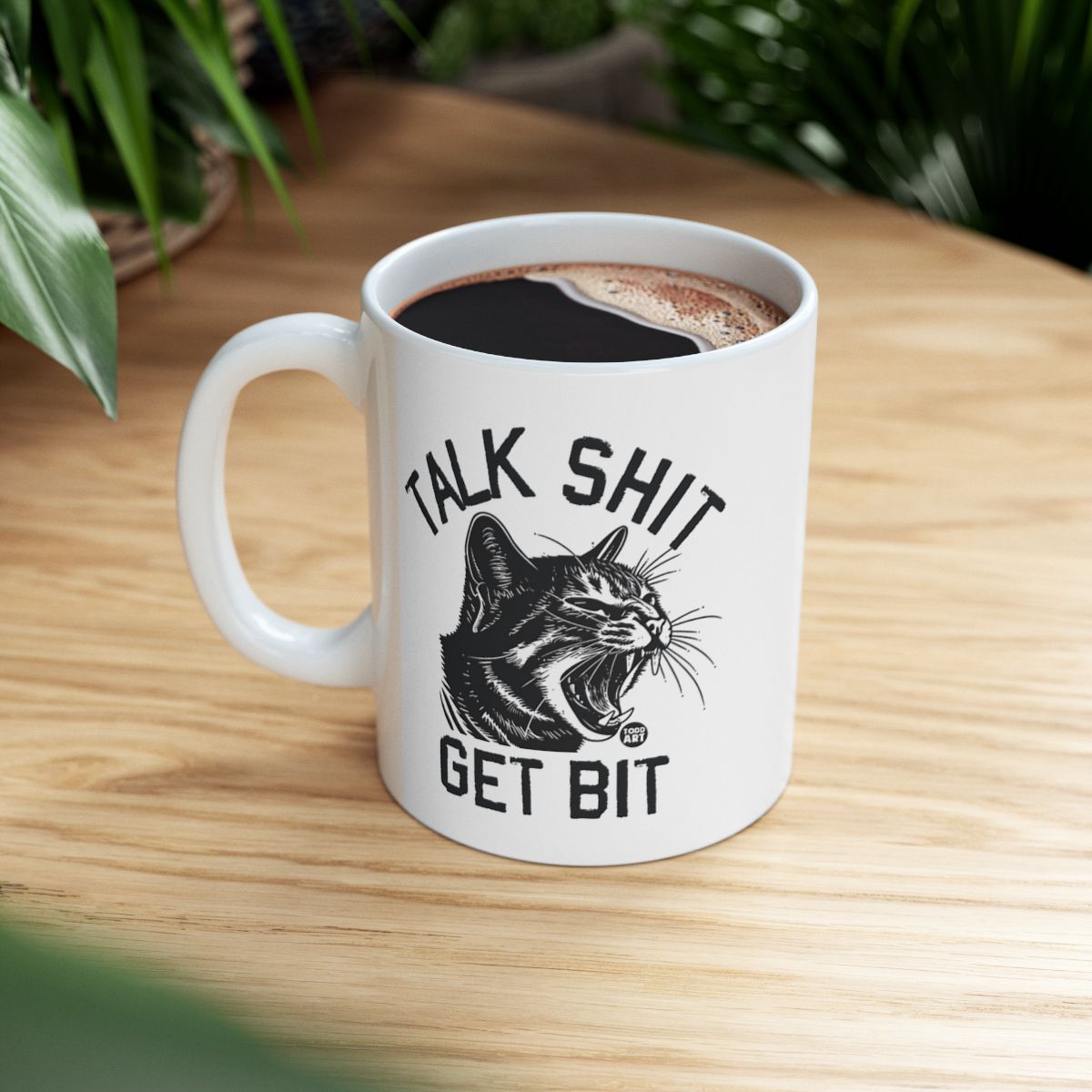 Talk Shit Get Bit Funny Cat Mug for Coffee Lovers