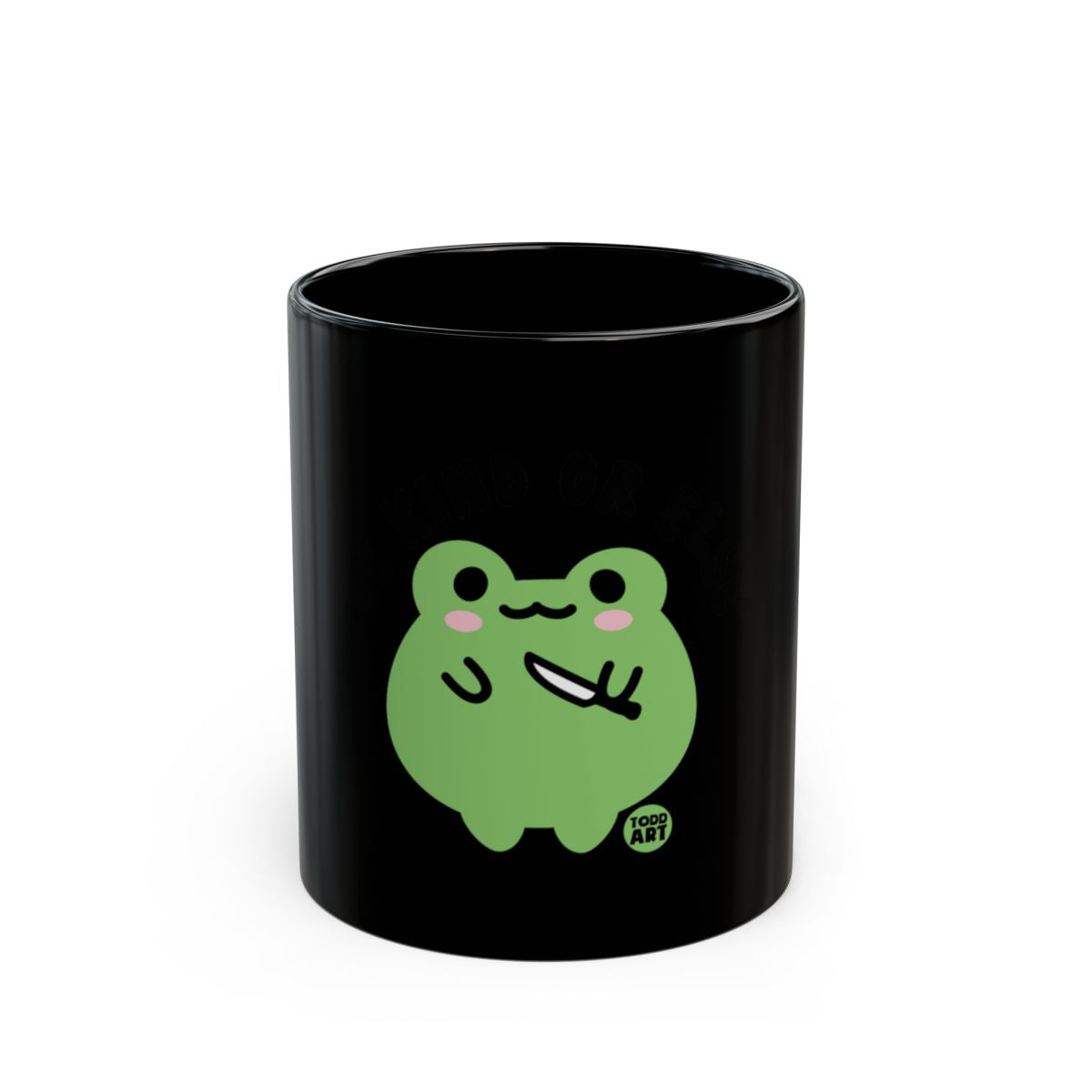 Adorable Green Frog Black Coffee Mug