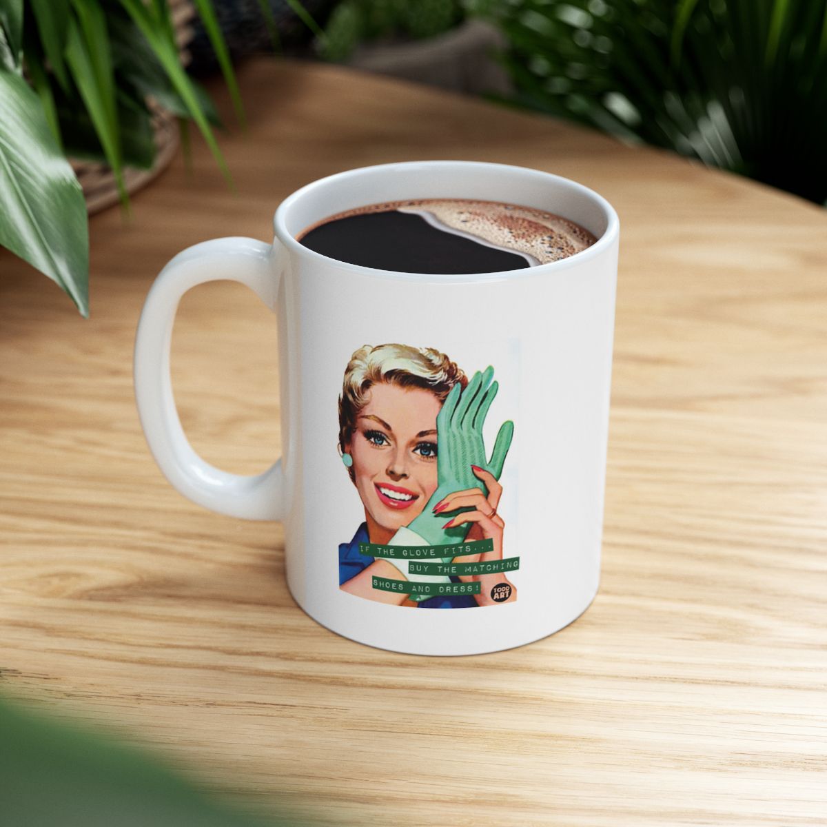 Vintage Retro Coffee Mug with Glamorous Lady Design