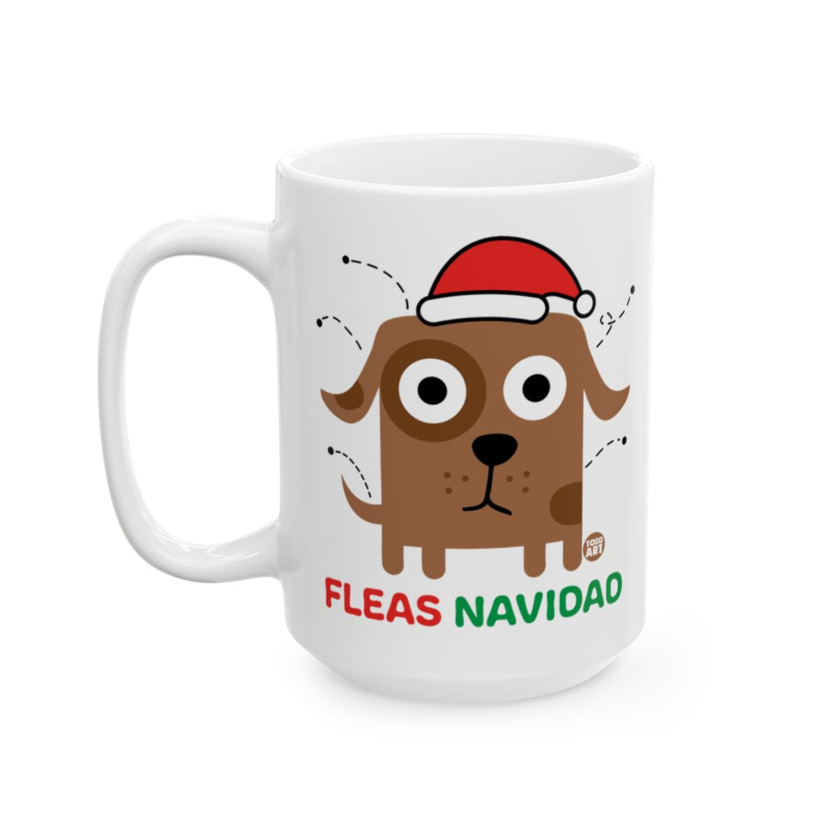 Fleas Navidog Funny Puppy Wearing Santa Hat Mug
