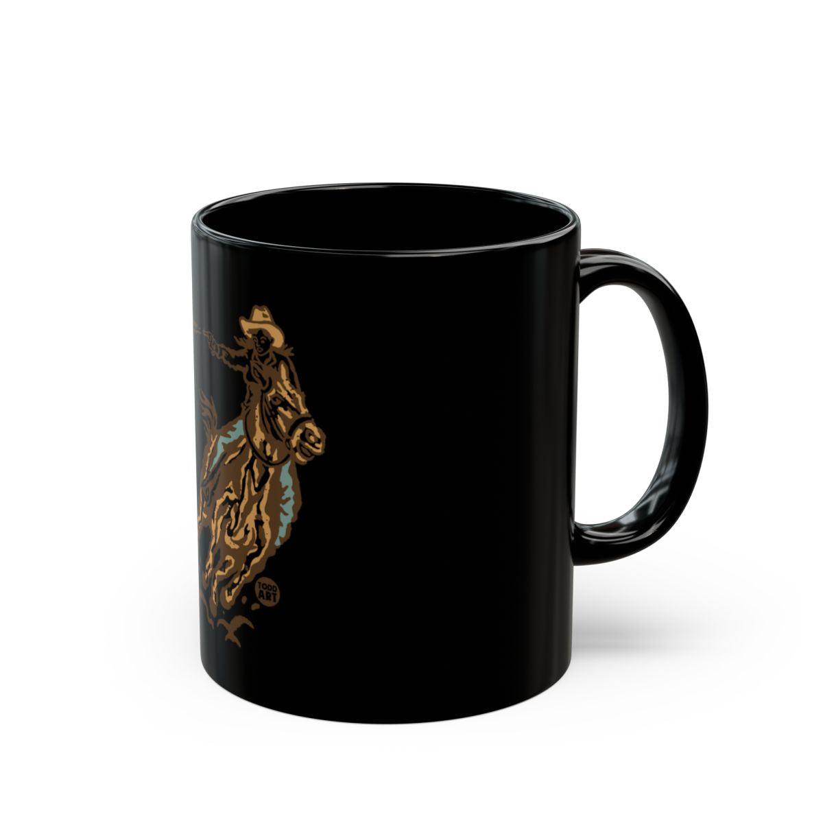Unique Black Mug with Vintage Cowboy Graphics
