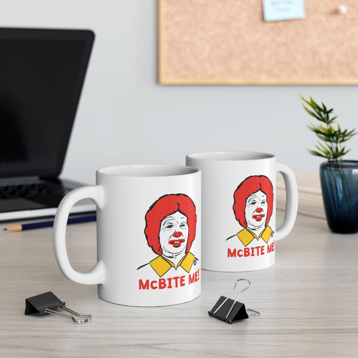 McBite Me Mug with Funny Clown Illustration