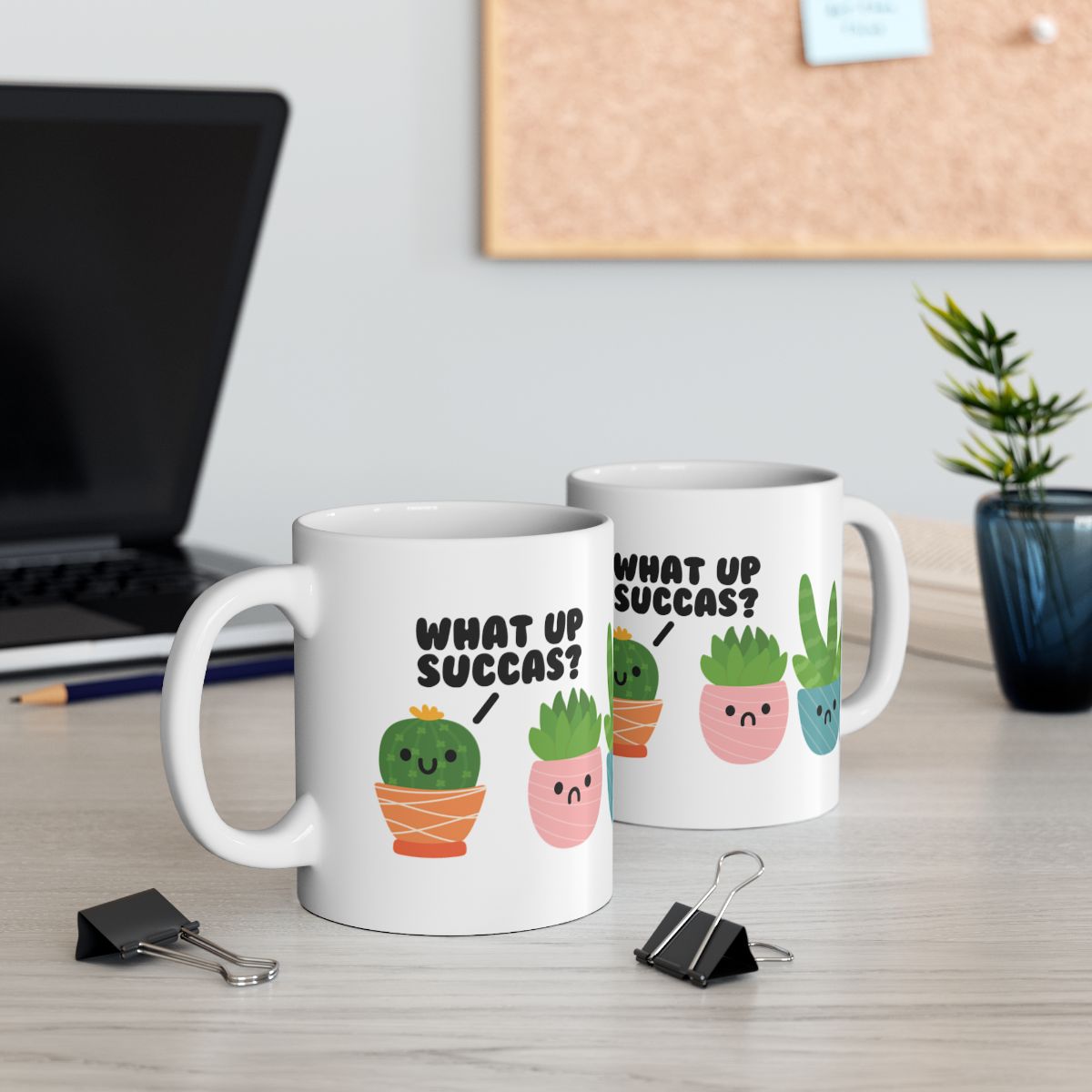 What Up Succas Cute Succulent Humor Mug Set