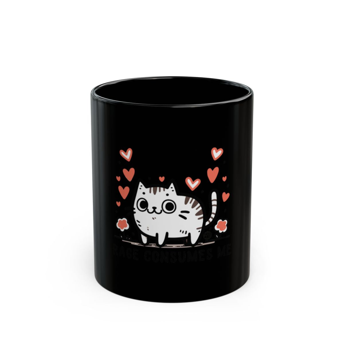 Cute Cat Design Mug with Hearts Fun Gift Item