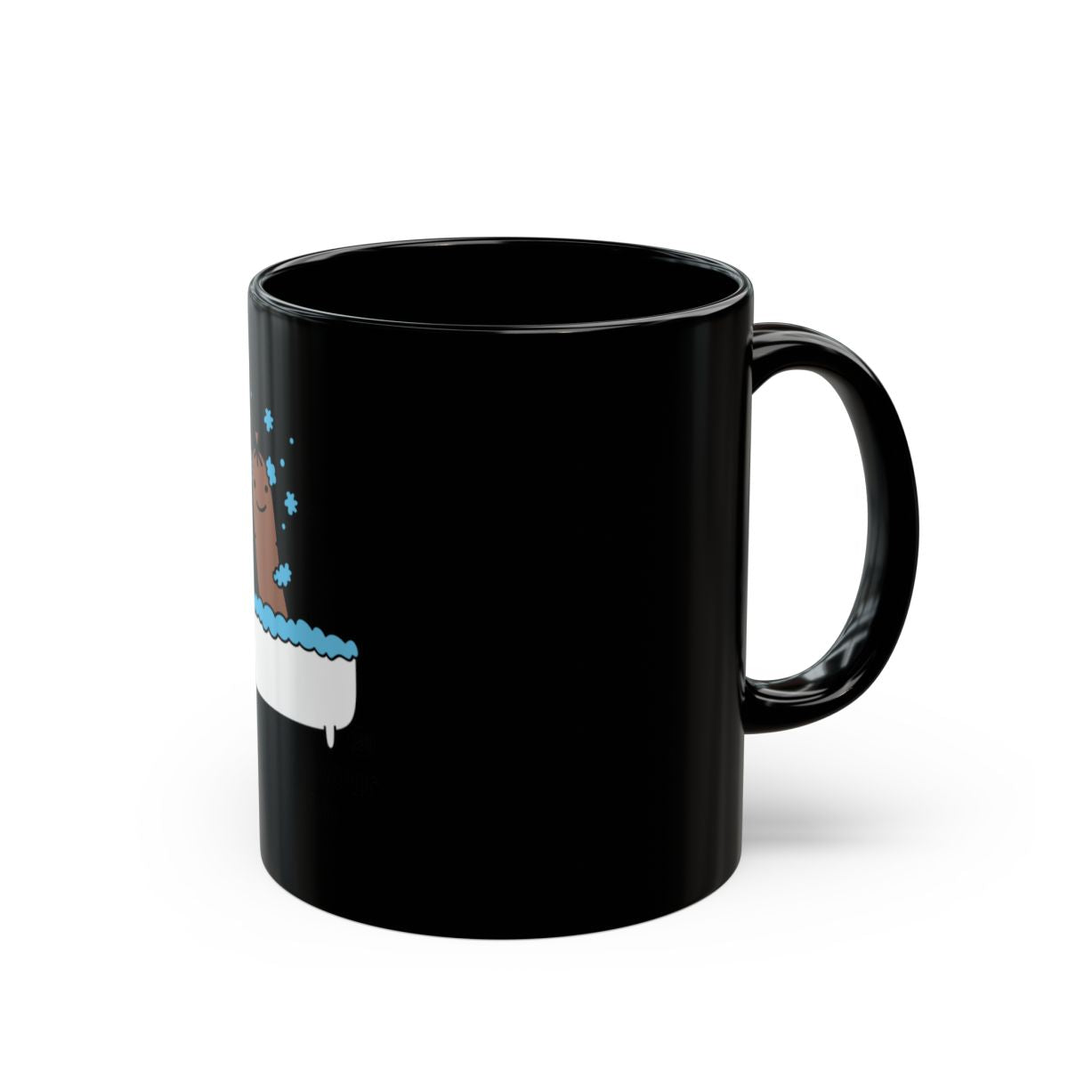 Adorable Bear in Hot Tub Design Black Coffee Mug