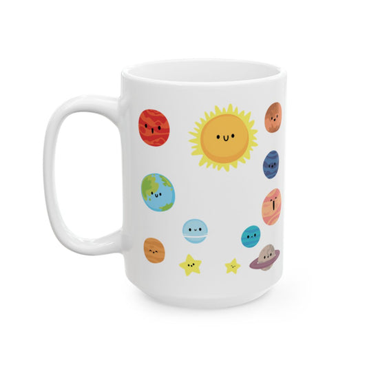 Adorable Solar System Themed Mug with Cute Planets