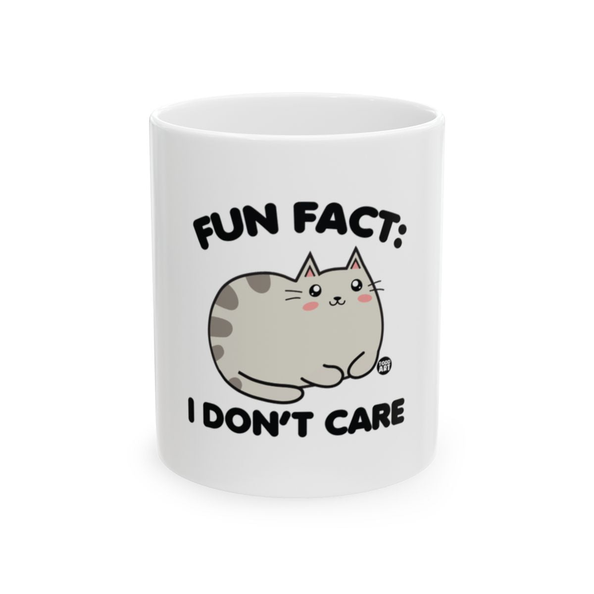Fun Fact I Don't Care Cartoon Cat Coffee Mug