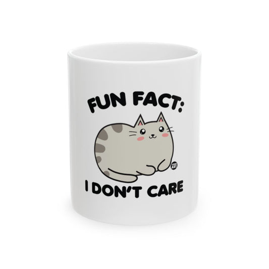 Fun Fact I Don't Care Cartoon Cat Coffee Mug
