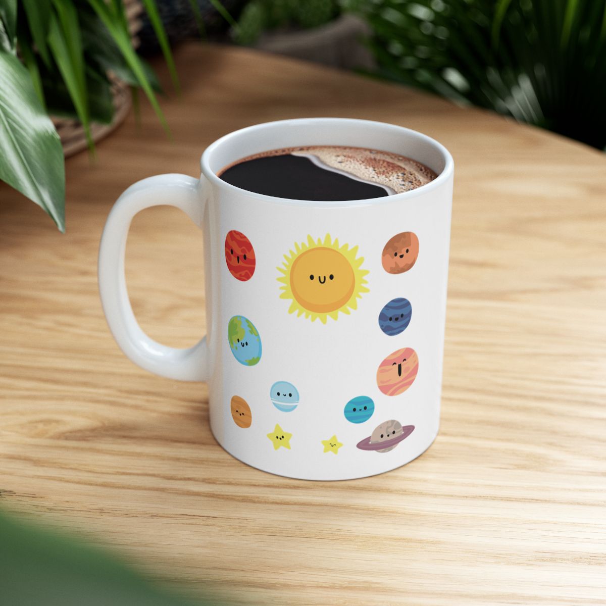 Cute Solar System Planets and Sun Design Coffee Mug