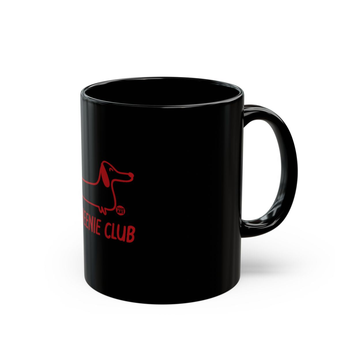 Black Mug with Weenie Club Print Ideal for Dachshund Lovers