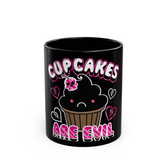 Funny Cupcakes Are Evil Black Coffee Mug