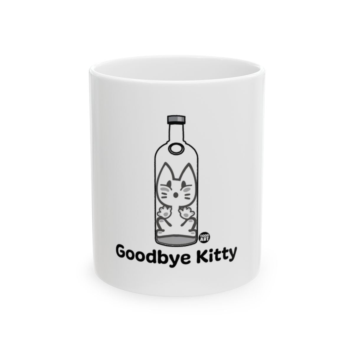 Goodbye Kitty graphic on a cute coffee mug product