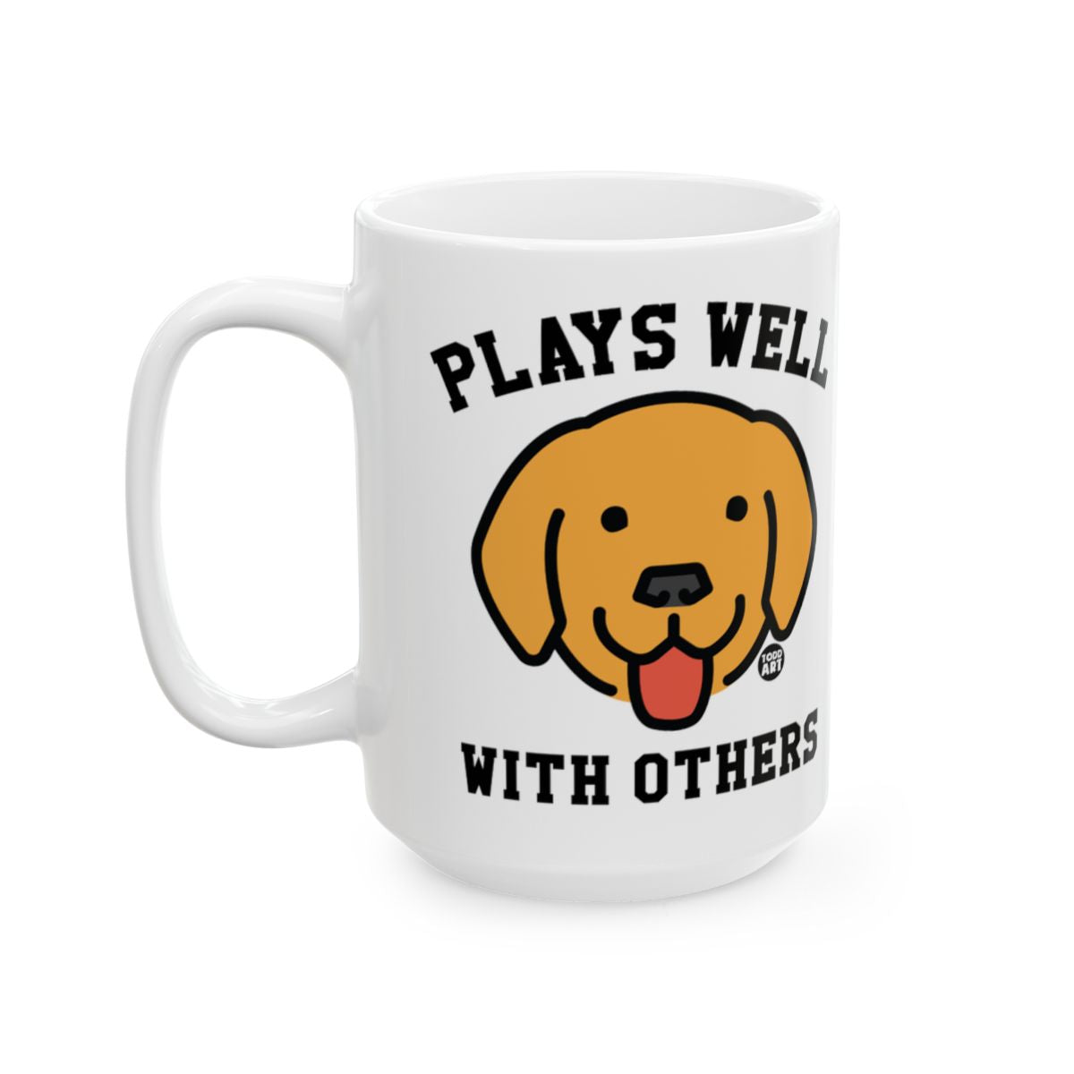 Plays Well With Others Cute Dog Illustration Mug
