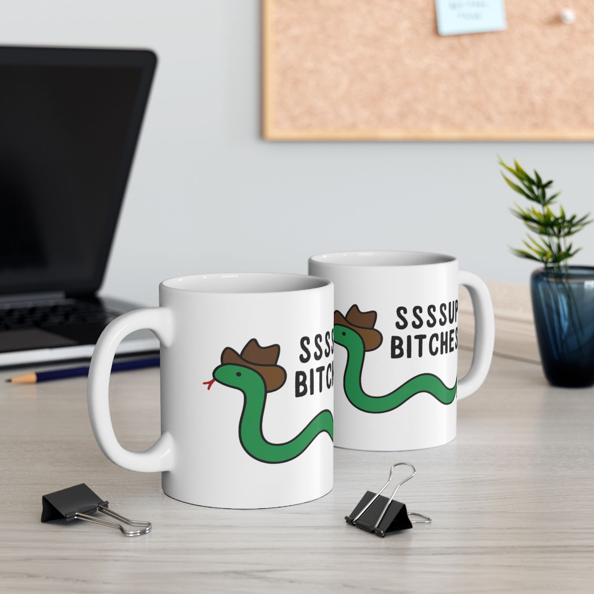 Funny Snake Design Mug SSSSUP BITCHES Coffee Cup