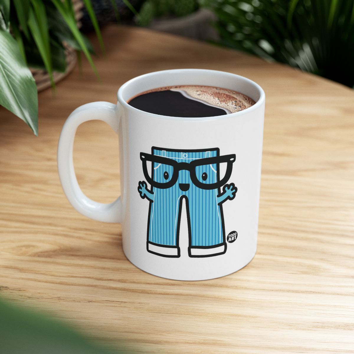 Quirky Blue Character Print Coffee Mug