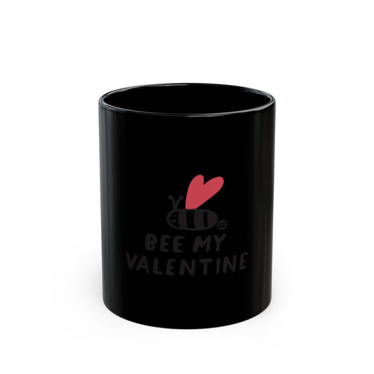 Bee My Valentine Black Mug  Cute Coffee Cup Gift