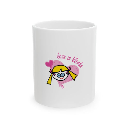 Love is blonde playful mug with cute character design