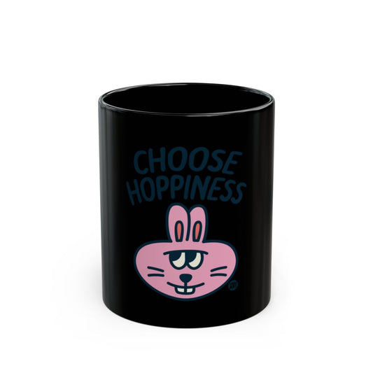 Choose Hoppiness Pink Bunny Black Coffee Mug
