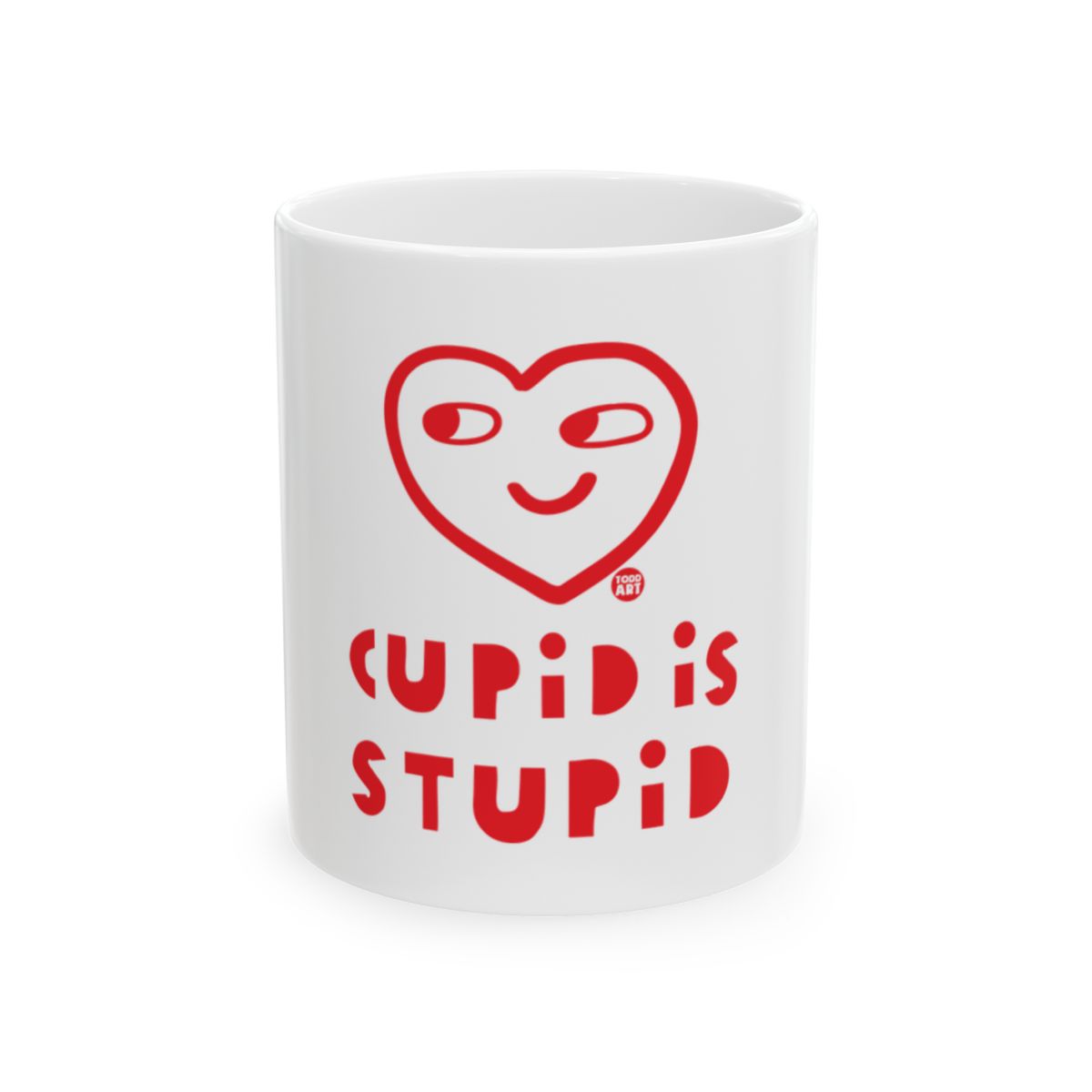 Cupid Is Stupid Mug with Funny Heart Design