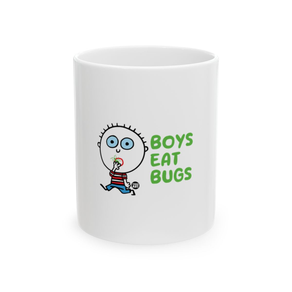 Boys Eat Bugs Cartoon Character White Mug