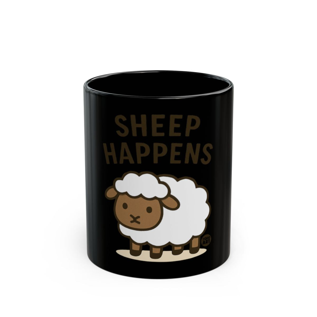 Funny Sheep Happens Black Novelty Mug