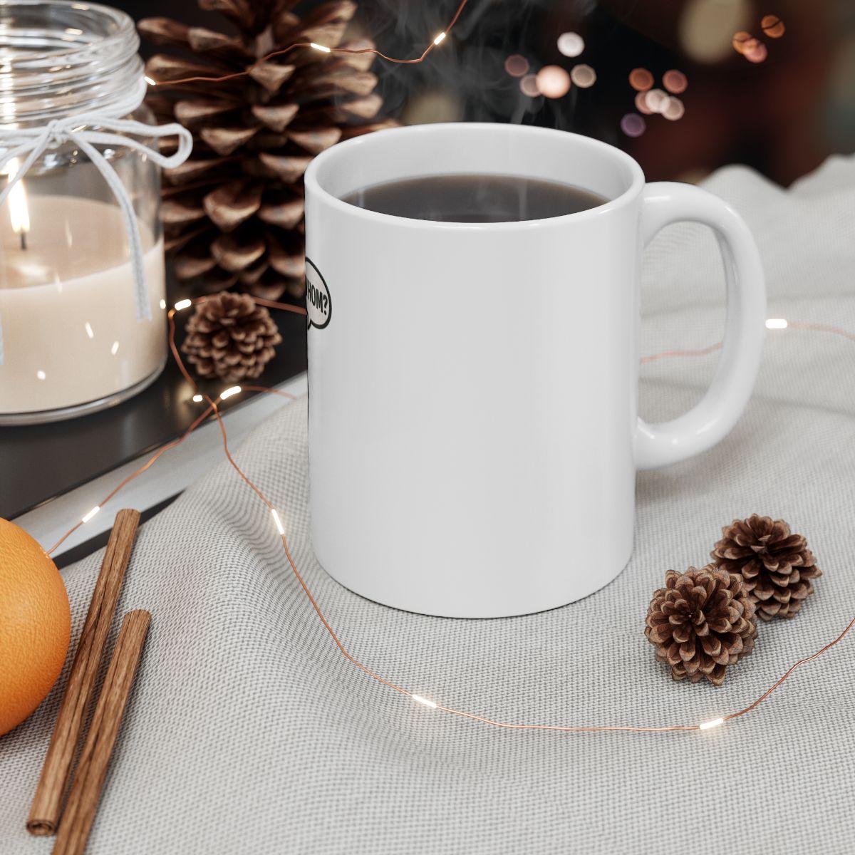Cozy White Mug with Festive Holiday Vibes for Coffee Lovers