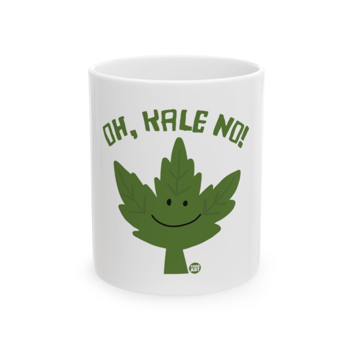 Oh Kale No Mug with Smiling Leaf Design