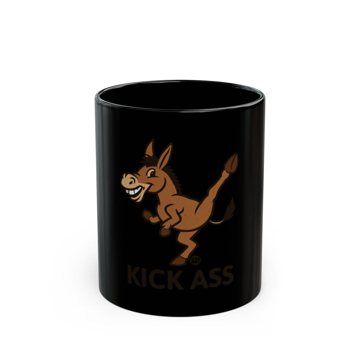Kick Ass Animated Donkey Design Black Mug Product