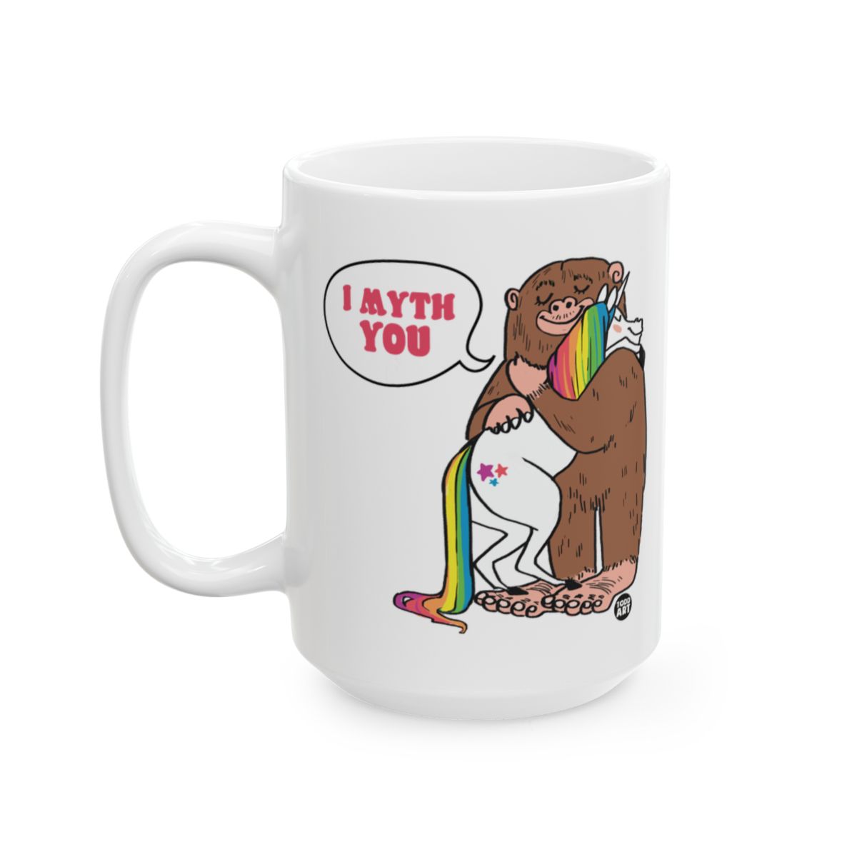 I Myth You Sasquatch Hugging Unicorn Mug