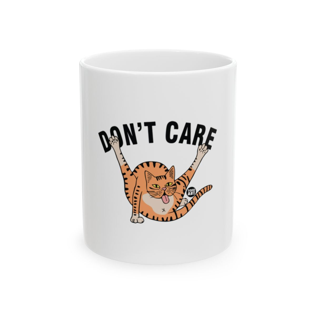 Don't Care Cat Design White Ceramic Mug Funny Gift