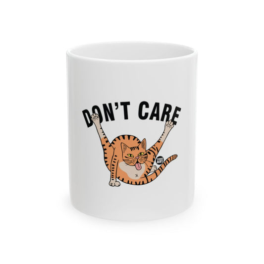 Don't Care Cat Design White Ceramic Mug Funny Gift