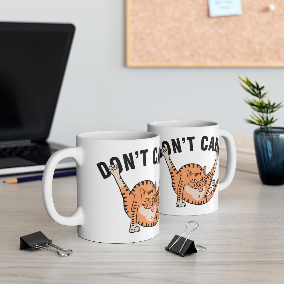 Don't Care Cat Illustration Coffee Mug for Cat Lovers
